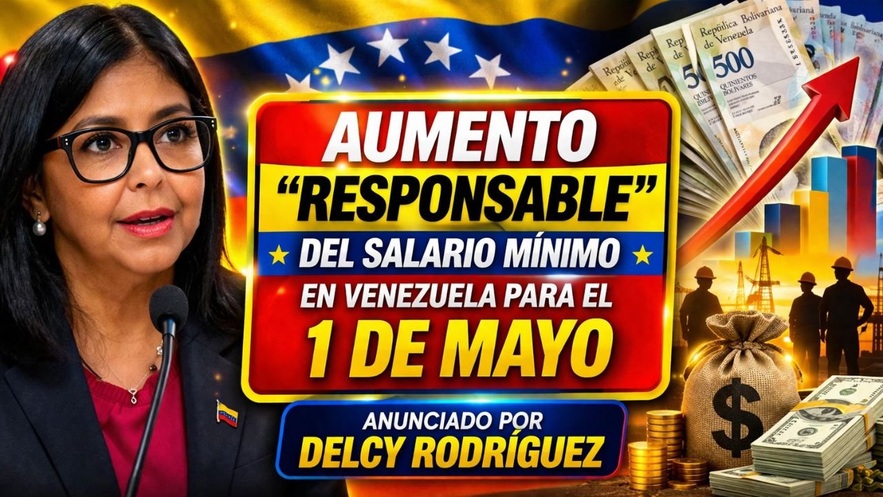 Aumento “responsable” del salario mínimo en Venezuela para el 1 de mayo, anunciado por Delcy Rodríguez