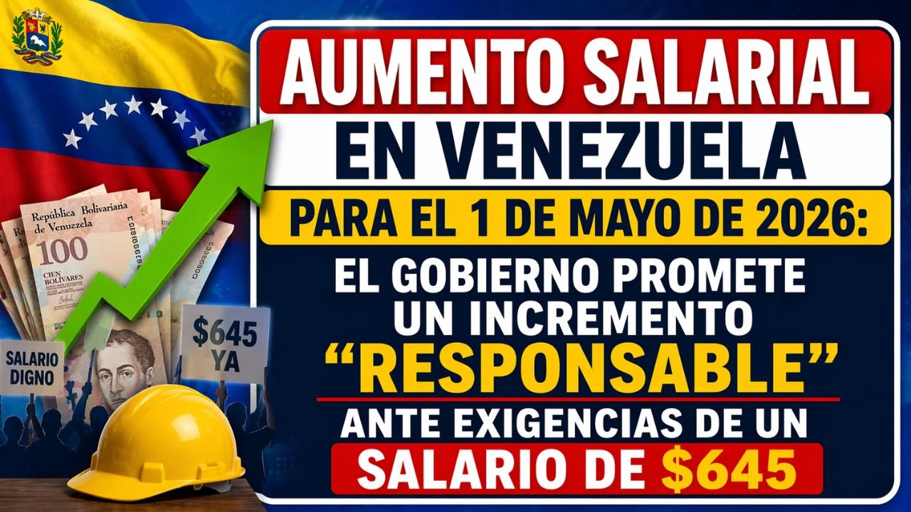 Aumento salarial en Venezuela para el 1 de mayo de 2026: el gobierno promete un incremento “responsable” ante exigencias de un salario de $645