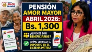 Pensión Amor Mayor abril 2026: Bs. 1,300, quiénes son beneficiarios y cómo verificar el depósito en el sistema Patria