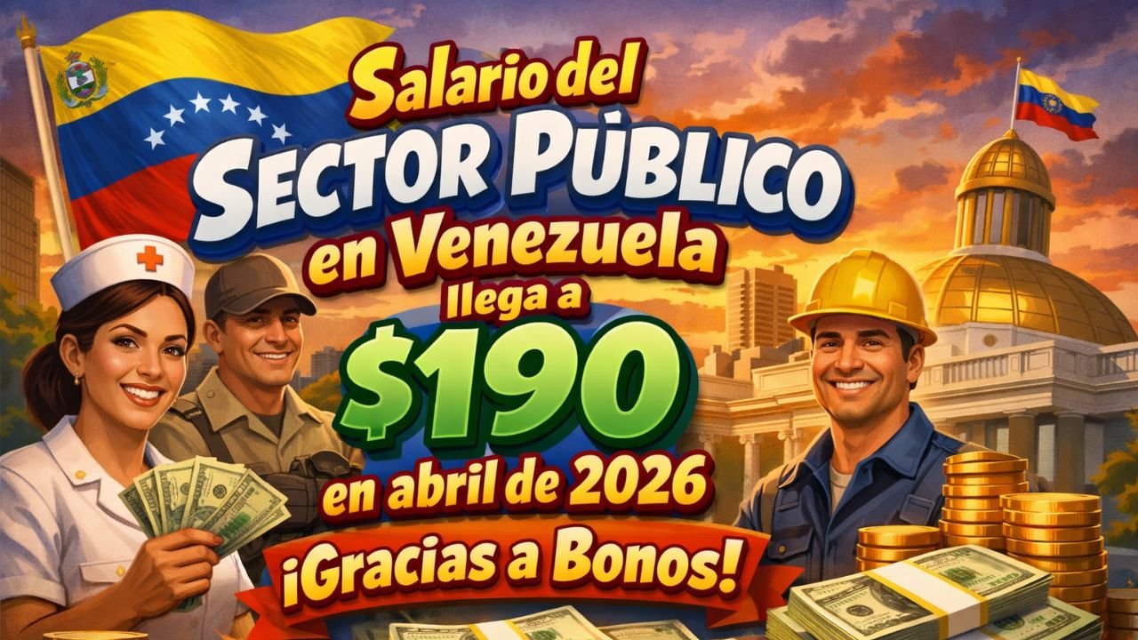 Salario del sector público en Venezuela llega a $190 en abril de 2026 gracias a bonos
